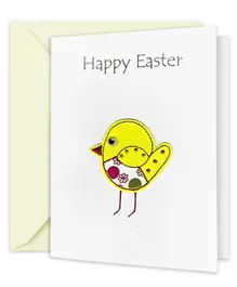 FLGT Hand Crafted Card Happy Easter with White Envelope - Yellow and White