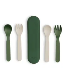 Citron 2022 PLA Cutlery Set with Case Green / Cream - 5 Pieces