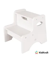 KidKraft Wooden Two-Step Stool for Kids, White - Durable MDF & Solid Wood, Easy-Carry Handles, 3-8 Years, 38.74x33.02x35.56cm