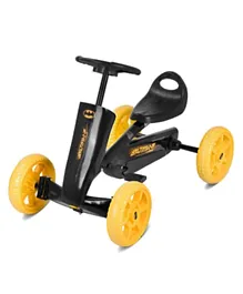Spartan Batman Pedal Go Kart, Black/Yellow - Metal Frame, Comfort Seat, for Kids 4+, 80x47x55cm, Foldable & Rotatable Wheels