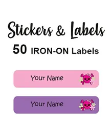 Ladybug Labels Personalised Name Iron On Labels Skull - Pack of 50