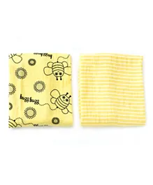 MilkandMoo Set of 2 Buzzy Bee Baby Muslin Swaddle Blanket - Yellow