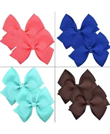 Babyqlo Vibrant Coral Blue Mint Hair Bow Clips Set - 4 Pairs