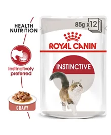 Royal Canin Feline Health Nutrition Instinctive Adult Cats Gravy WET FOOD Pouches Pack of 12 - 85g each
