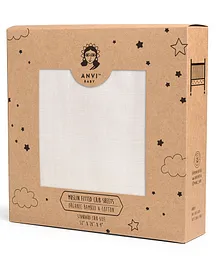 Anvi Baby Organic Bamboo & Cotton Muslin Fitted Crib Sheet - White Dreams