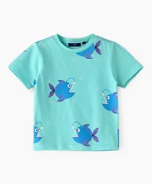 Jam All Over Printed Fish T-Shirt - Blue
