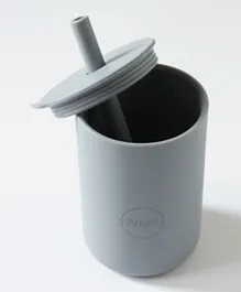 Amini Silicone Cup With Straw - Blue/Grey
