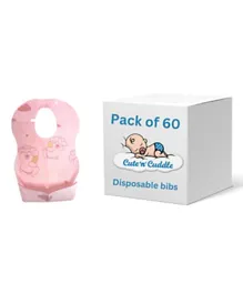 Cute 'n' Cuddle Disposable Bibs Pink - Pack of 60
