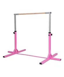 Dawson Sports Gymnastic Horizontal Bar - Pink, Adjustable, Heavy Duty Steel with Fiberglass Crossbar, 8+ Years, L90xB52 cm