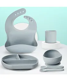 BAYBEE Silicone Baby Feeding Set Grey - 6 Pieces