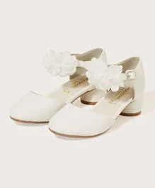 مونسون تشيلدرن - حذاء باليرينا مزين بالزهور - أبيض