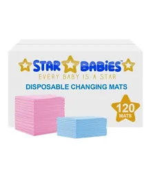 Star Babies Disposable Changing Mats Pack of 120 - White/Yellow