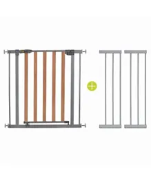 Hauck Wood Lock Safe Gate + Pack of 2 Extensions Silver - 21 cm