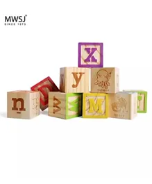 MWSJ Multicolor  Stamping Alphabet Blocks - 12 Pieces