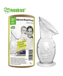 Haakaa Silicone Breast Pump with Silicone Cap + Double-Ended Silicone Bottle Brush - Blush