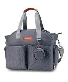 Little Story Quilted Diaper Bag with Pacifier Pouch - Dark Grey