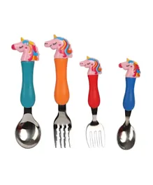 Brain Giggles Unicorn Spoon and Fork Set For Kids - Pack of 4