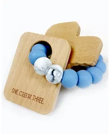 One.Chew.Three - Keys Wooden Silicone Teether - Blue