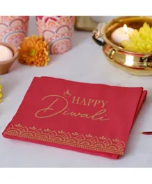 Ginger Ray Gold and Red Happy Diwali Napkins - Pack of 16