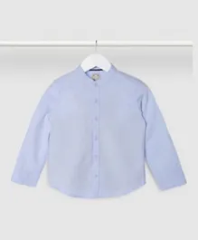 Neon Mandarin Neck Casual Shirt - Blue