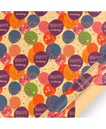 Generic Happy Birthday Printed Kraft Wrapping Paper Multicolor - 6 Pieces
