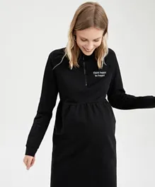 DeFacto Think Happy Be Happy Maternity Dress - Black