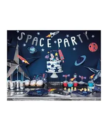 PartyDeco Space Party Silver Banner