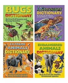 ALLIGATOR A to Z Dictionary of Extreme Animals + Dinosaur + Endangered Animals + Bugs Set of 4 - 256 Pages