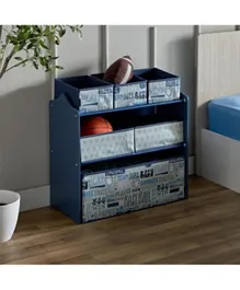 HomeBox Arcade Candice Baseball Fabric Storage Rack With 6 Bins - Blue