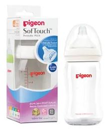 Pigeon Softouch Wide Neck Glass Bottle - 160mL (Colour & Design may Vary)
