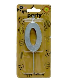 Italo Silver Glitter Dipped Birthday Candle Number 0