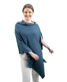 Nurtur Cotton Nursing Maternity Poncho For Breastfeeding in Car, Plane or Public Places, Light and Breathable Cotton Fabric, 100% Privacy, Universal Fit, 42.3 x 40.8 x 4.7 cm - Light Blue