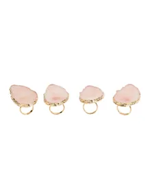 A'ish Home Gilded Quartz Napkin Rings Pink - 4 Pieces