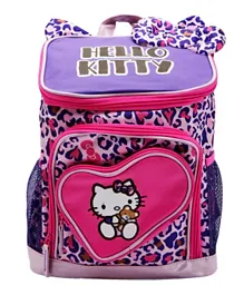 Hello Kitty Leopard Printed Backpack School Bag Glowing Medium - Purple