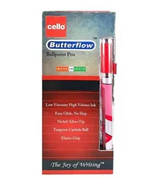 Cello Butterflow Ball Pen 0.7 mm Red - 12 Pieces