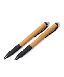 Onyx And Green  Eco Friendly Black Ball Pens with Rubber Grip (1016) - 2 Pieces