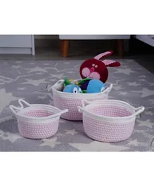 PAN Home Daisy Cotton Rope Storage Basket Pink - Set Of 3