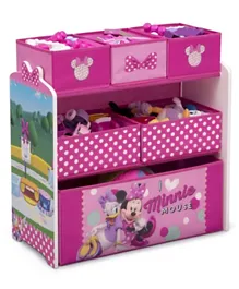 Delta Children Minnie Mouse Design and Store 6 Bin Toy Organizer - Pink and White