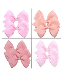 Babyqlo Pink & Peach Tones Hair Bow Clips Set - 4 Pairs