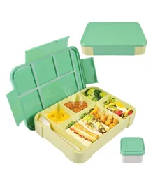 Little Angel Kid's Lunch Box 7 Grid With Cutlery & Bowl - Green
