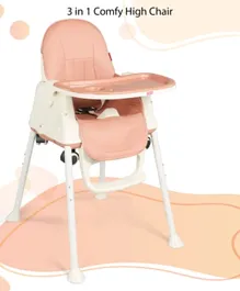 Babyhug 3 in 1 Comfy High Chair with Adjustable Dining Tray - Brown