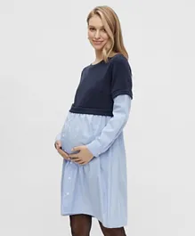 Mamalicious Mlvera Jersey Mix Maternity Dress - Navy Blazer