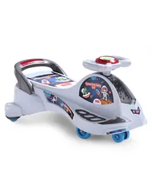 Babyhug Space Gyro Swing Car with Music and Lights - Grey