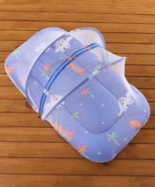 Babyhug Foldable Bedding Set Mosquito Net Dino Kingdom Print - Blue