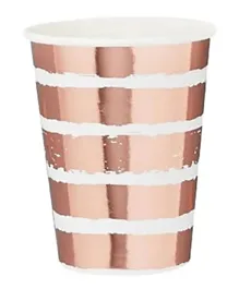 Hootyballoo Rose Gold Striped Paper Cups - 10 Pieces