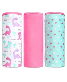Babyhug 100% Cotton Wrappers Pack of 3 Dino Print - Pink Purple