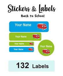Ladybug Labels Personalised Name Labels School Fire Engine - 132 Pieces