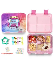 Eazy Kids 5 & 4 Convertible Bento Lunch Box with Sandwich Cutter Set - Gamer Girl