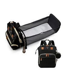 Little Story - Diaper Bag wt portable bassinet bed & pacifier pouch - Black