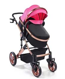 Babyhug Majestic Stroller cum Carry Cot with Canopy - Pink